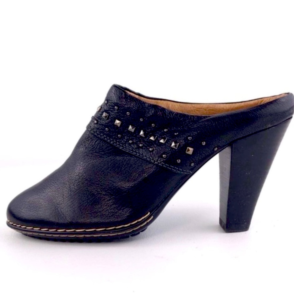 Sofft Soleil Black Leather Studded Clog Mules 9M